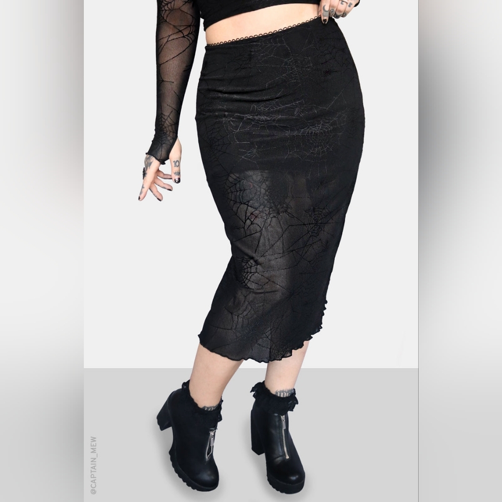 Forest Ink Spiderette Mesh Midi Skirt